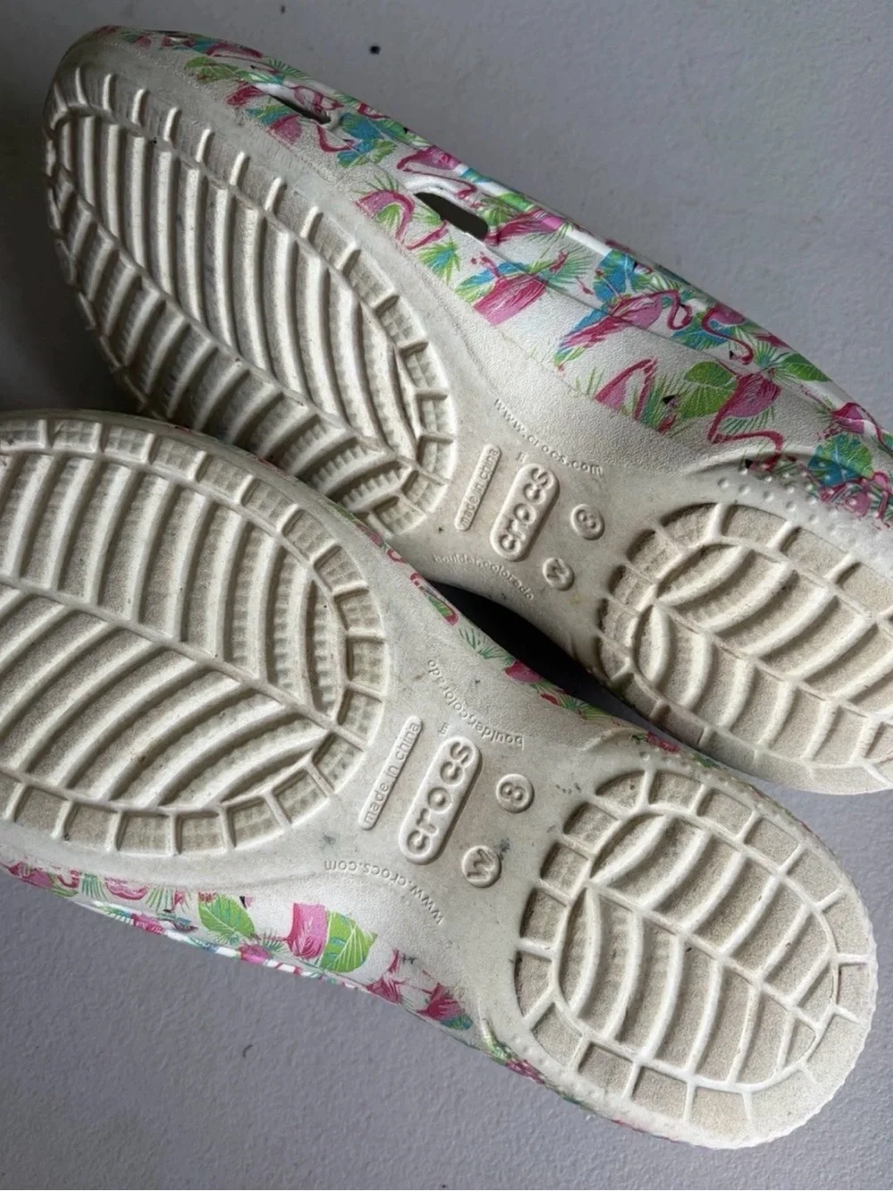 Crocs Flamingo Print Clogs - White/Pink W8